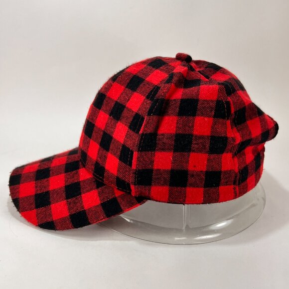 Classic Buffalo Plaid Strap Back Cap Hat Red Checkered Baseball Outdoor Mens - Picture 3 of 12